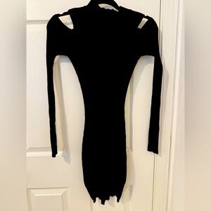 Elegant Black Ribbed Dress